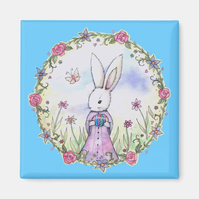 Imán de conejo de Pascua lindo (Frente)