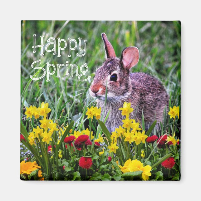 Imán de conejos salvajes y narcisos (Frente)