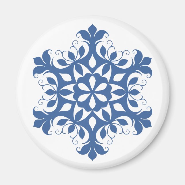 Imán de copo de nieve azul (Frente)
