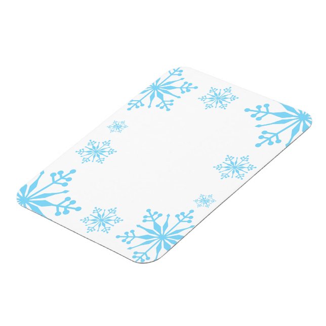 Imán de copos de nieve azul decorativo. (Lado Izquierdo)
