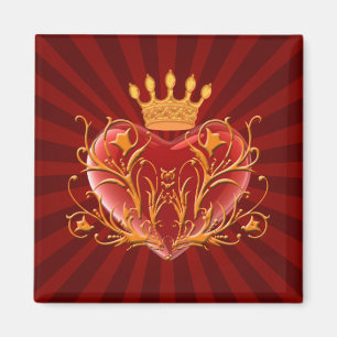Imán de Corazón con Filigrana y Corona