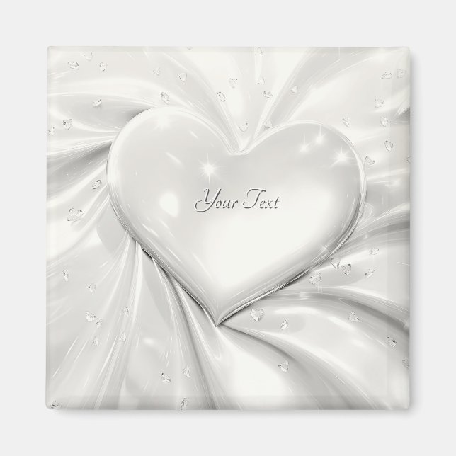 Imán de Corazón de Crema Blanca Elegante (Frente)