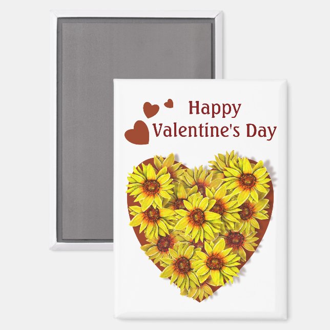Imán de corazón de girasol (Anverso/Reverso)