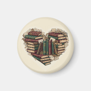 Imán de corazón de libro Arte de lector con esté