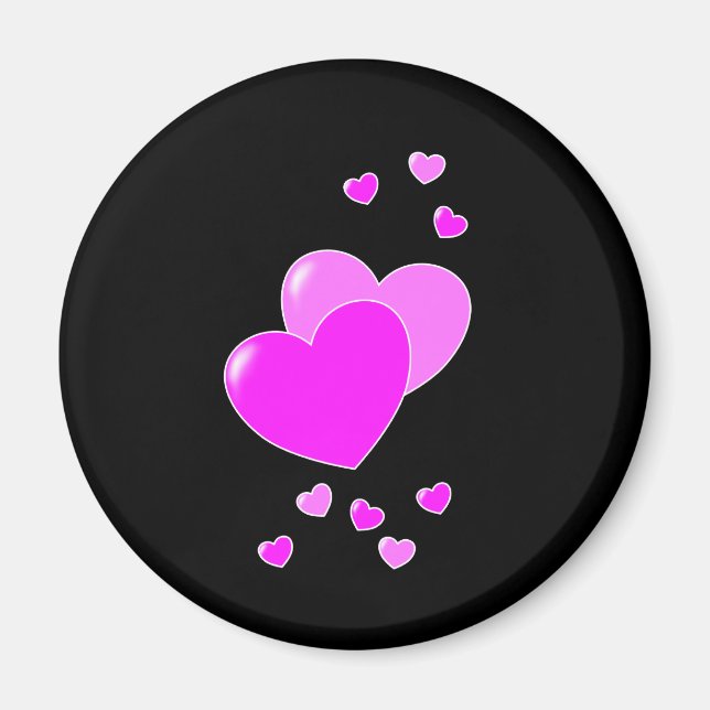 Imán De Corazón Negro Y Rosa (Frente)