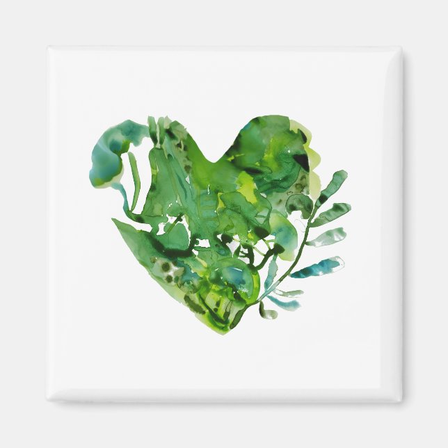 imán de corazón verde (Frente)