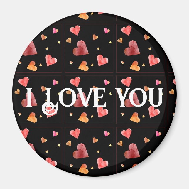 Imán de Corazones Acuarela Coloridos (Frente)