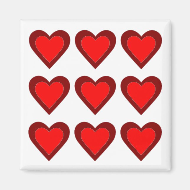 Imán de corazones Día de San Valentín Boda Roja (Frente)