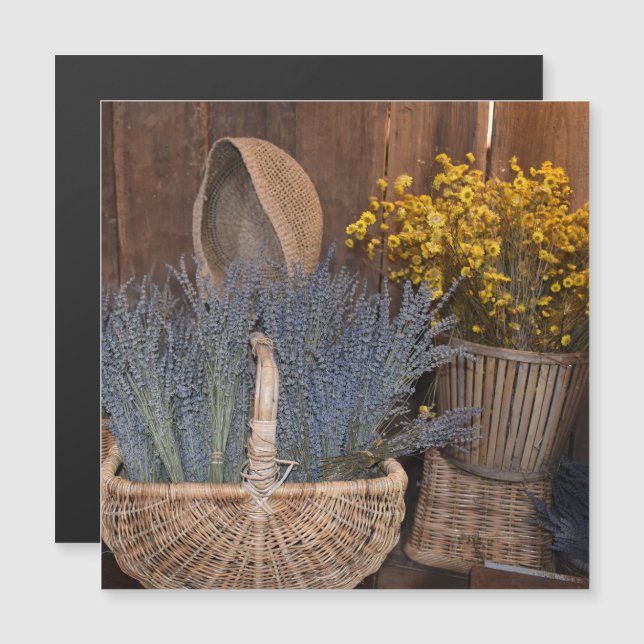 Imán de Cosecha de Lavanda Rústica (Anverso/Reverso)