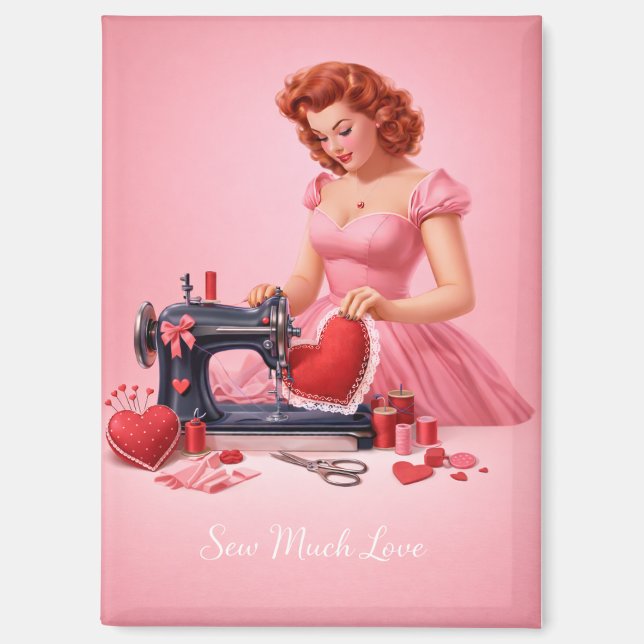 Imán de Costura Vintage 'Sew Much Love' (Anverso)