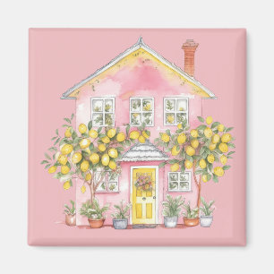 Imán de Cottage de Limón Rosa – Acuarela de Dulce 