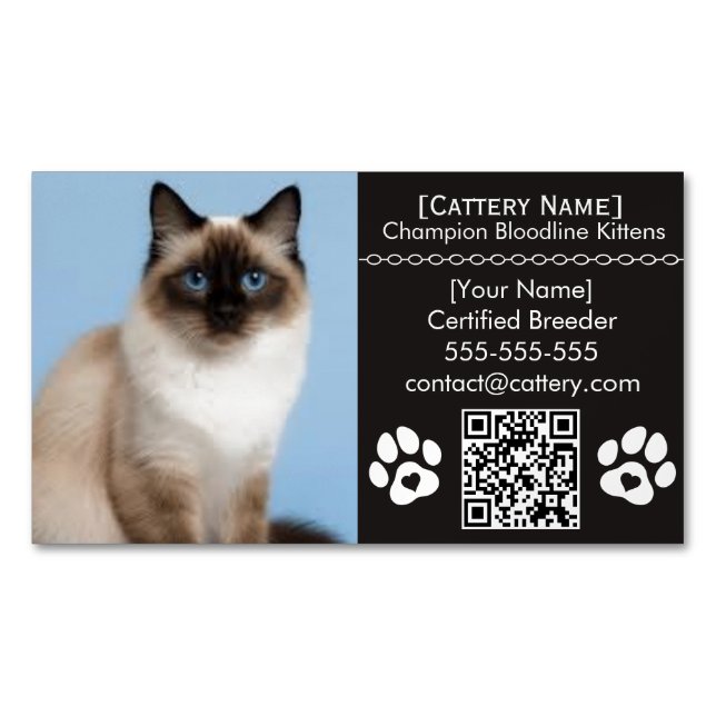 Imán de Criador de Gatos Personalizable de Ragdoll (Anverso)