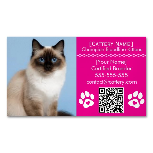 Imán de Criador de Gatos Personalizable de Ragdoll (Anverso)