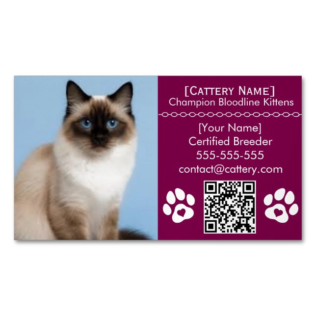Imán de Criador de Gatos Personalizable de Ragdoll (Anverso)