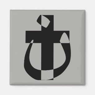 Imán de cruz cristiana de solidaridad con el símbo