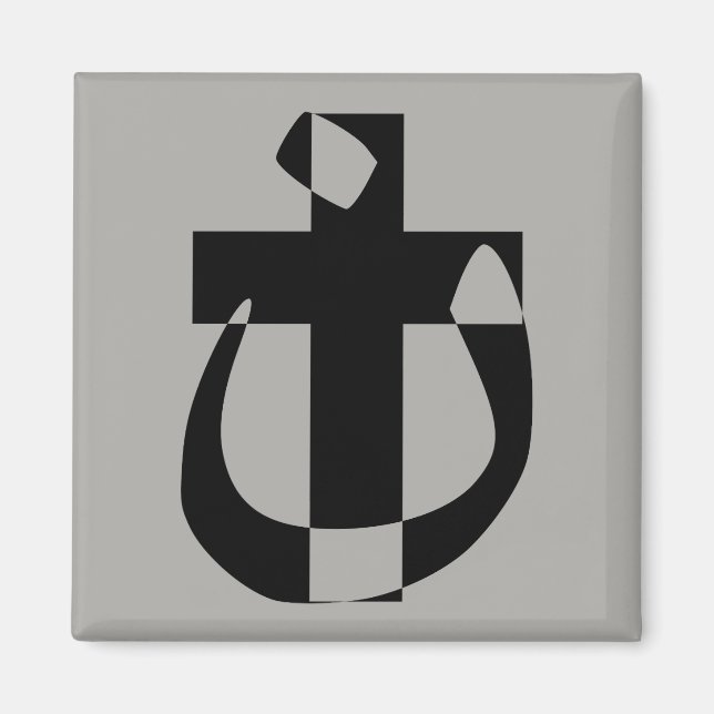 Imán de cruz cristiana de solidaridad con el símbo (Frente)
