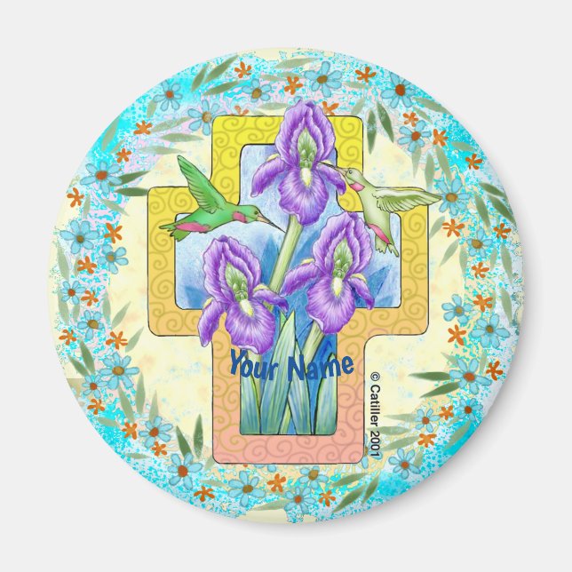 Imán de cruz cristiana Iris (Frente)