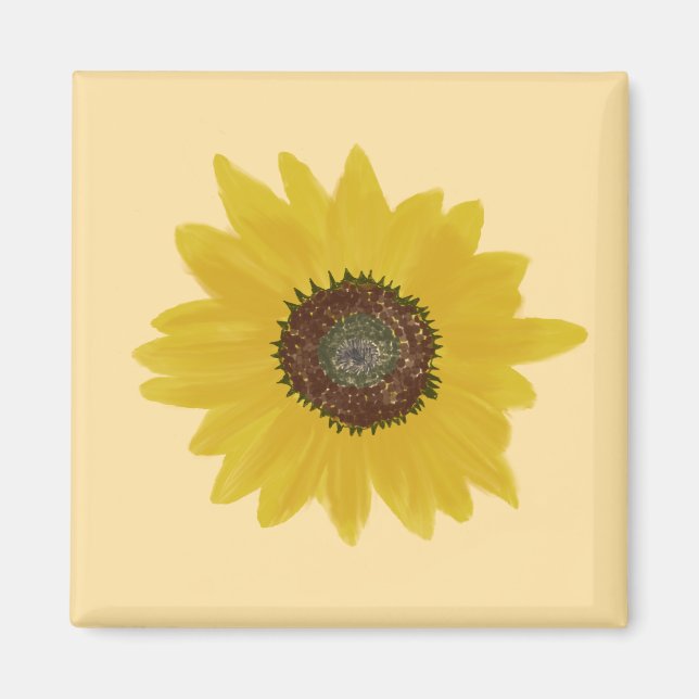 Imán de Cuadrado de Girasol (Frente)