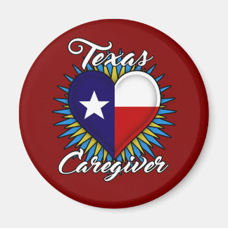 imán de Cuidados de Texas (fondo marrón)