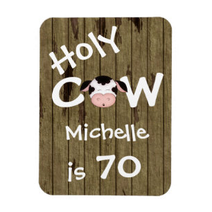 Imán de cumpleaños 70 de la vaca sagrada personali