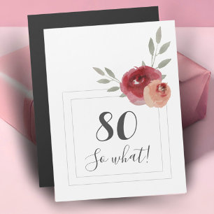 Imán de cumpleaños 80 con flores acuarela modernas