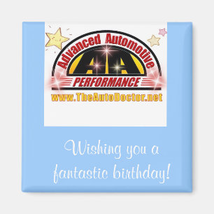 imán de cumpleaños azul cuadrado de Advanced Auto