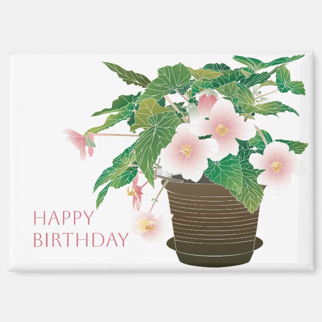 Imán de cumpleaños de Begonia (Anverso)