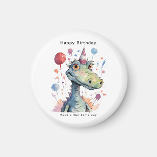 Imán de cumpleaños de dinosaurio, cumpleaños roars