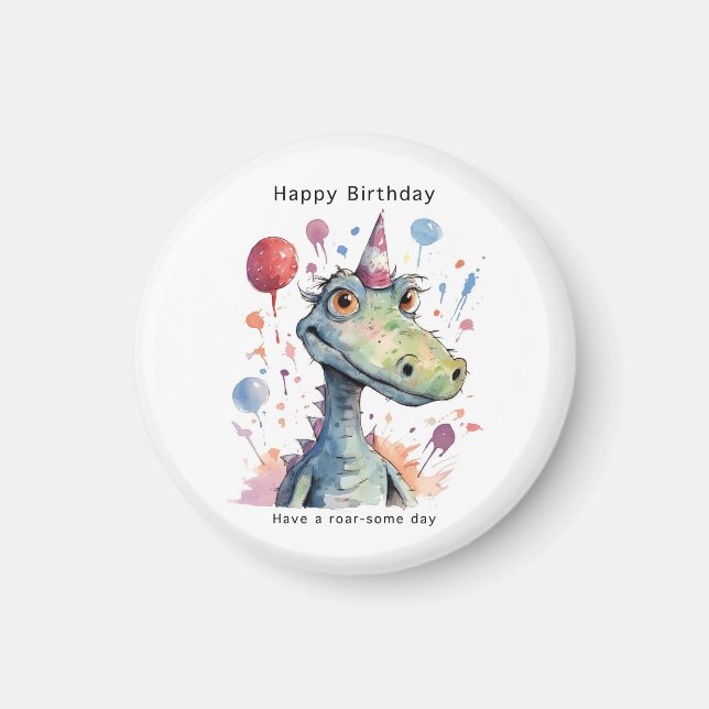 Imán de cumpleaños de dinosaurio, cumpleaños roars (Frente)
