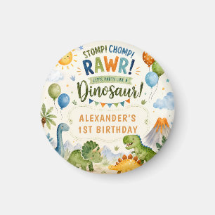Imán de cumpleaños de dinosaurio lindo