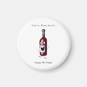 Imán de cumpleaños, imán con tema de vino. Cumplea