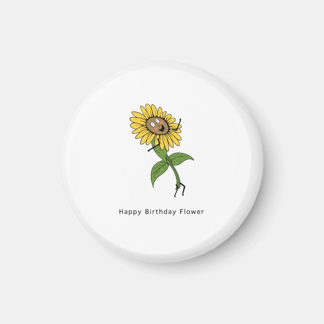 Imán de cumpleaños, imán de flor de cumpleaños fel (Frente)