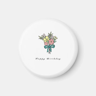 Imán de cumpleaños, ramo de flores feliz cumpleaño