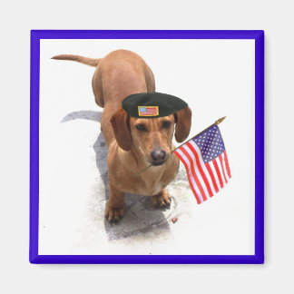 Imán de dachshund patriótico