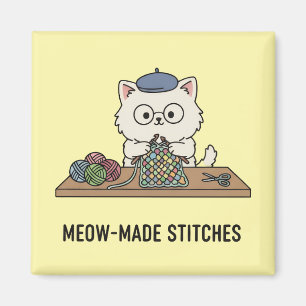 Imán de dibujo animado de Craft de punto de gato l