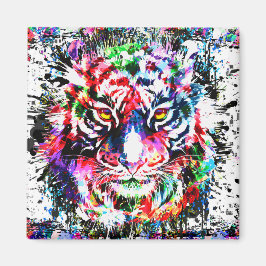 Imán de dibujo de tigres colorido - Tigre de arte 