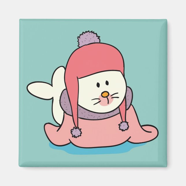 Imán de dibujos animados de foca bebé linda (Frente)