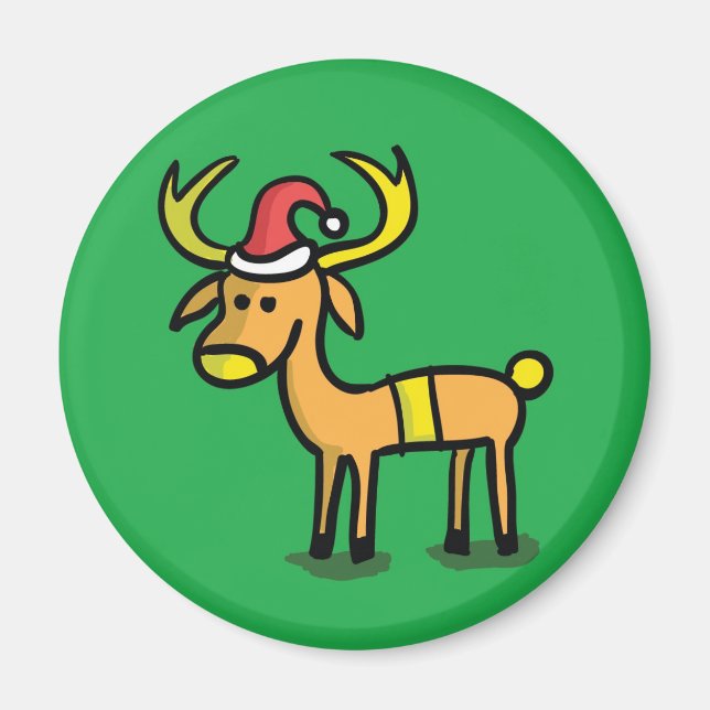 Imán de dibujos animados de renos de Navidad lindo (Frente)