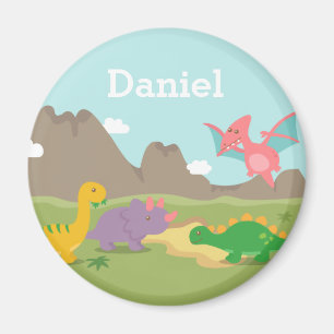 Imán de dinosaurios coloridos para niños