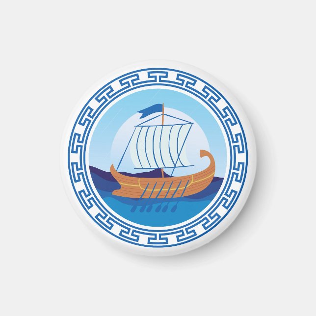 Imán de diseño de barco de la antigua Grecia (Frente)
