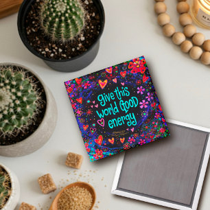 Imán de divertida buena energía Floral Inespirivit