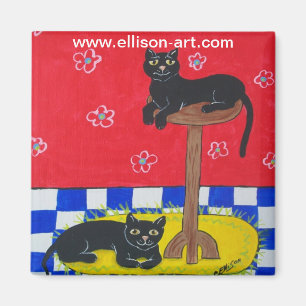 Imán de dos gatos negros