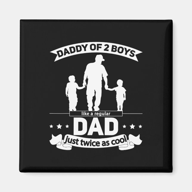 Imán De Dos Niños Padres Día Papi De Dos Hijos (Frente)