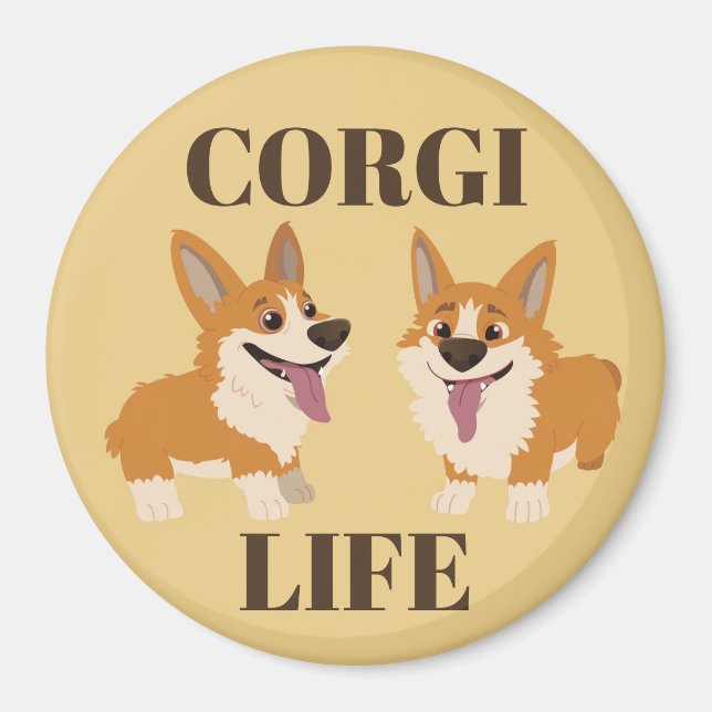 Imán de Dos Perros Corgi Adorables (Frente)