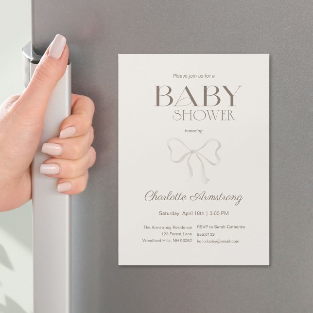 Imán de ducha de bebé lazo chic crema cálido profu (Deep Warm Cream Chic Bow Baby Shower Magnet ©Susanne Sachers - Sunny Mind 🌞)