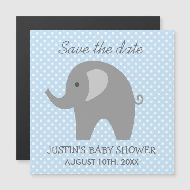 Imán de elefante chic para guardar la fecha de bab (Anverso/Reverso)
