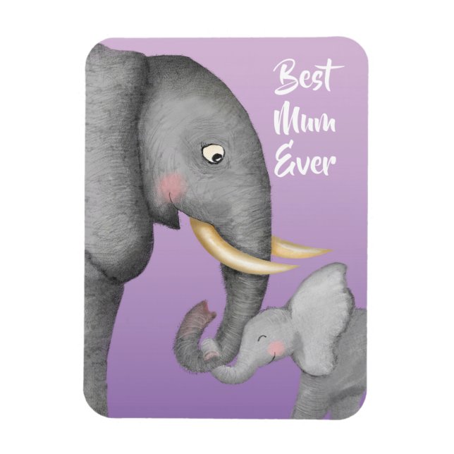 Imán de elefante madre y bebé lindo (Vertical)