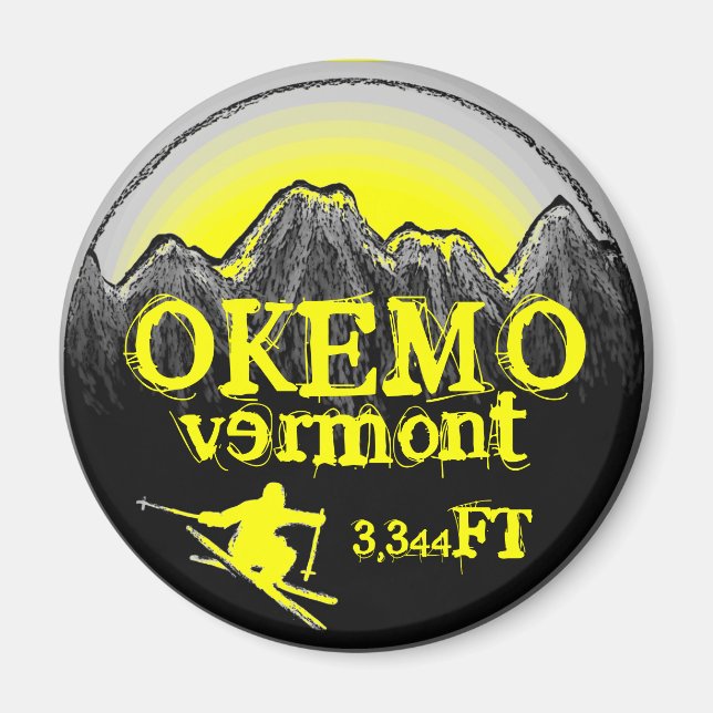 Imán de elevación de arte amarillo Okemo Vermont (Frente)