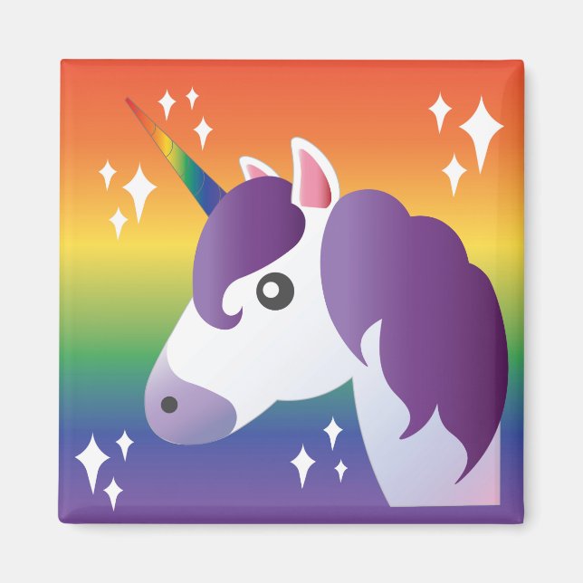 Imán de Emoji de espuma de unicornio arcoiris (Frente)