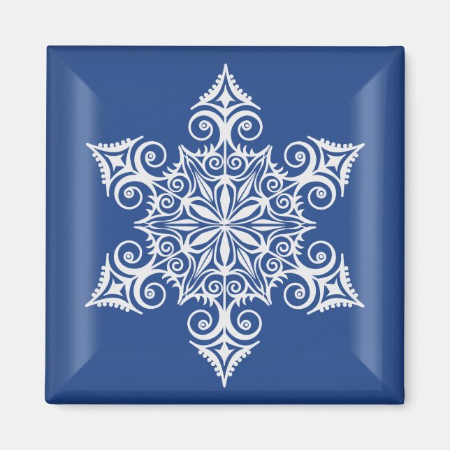 Imán de encargo del copo de nieve 1 del navidad (Frente)